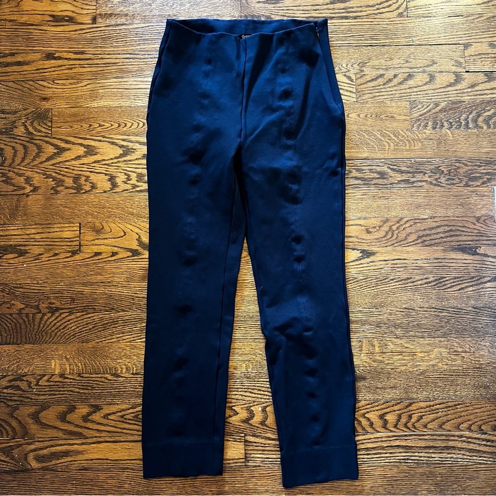 Quince Navy Ultra Stretch Ponte Pintuck Straight Leg Pants - Picture 3 of 8